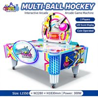 Table de hockey sur air commerciale à monnayeur, jeu de hockey multi-balles avec tableau de scores LED et distributeur de tickets et de prix à double sortie