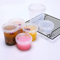 Gobelet en plastique jetable avec poignée, personnalisable avec logo, 16/24/32 oz, pour fruits, aliments, et bubble tea à emporter