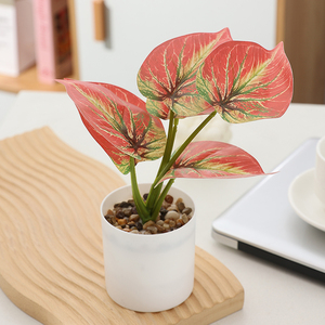 Pianta Bonsai Artificiale in Plastica, Piccola Decorazione in <span class=keywords><strong>Vaso</strong></span> con <span class=keywords><strong>Fiori</strong></span> Realistici Verdi per San Valentino e Halloween - Product Image 4