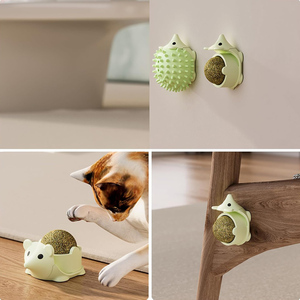 Jouets pour chats : Balles en forme d'ormeau, brosse murale avec herbe <span class=keywords><strong>à</strong></span> <span class=keywords><strong>chat</strong></span> intégrée pour chaton, grattoir pour <span class=keywords><strong>chat</strong></span>, jouet auto-toillettant - Product Image 3