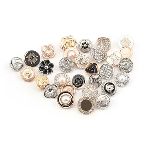 Wholesale Golden Fashion Rhinestone Decoration Alloy 11.5mm Shirt colourful sewing metal buttons