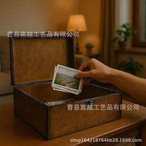Retro Wooden <b>Memory</b> Box Rectangular Jewelry Storage Decorative Souvenir Box For Home Wedding <b>Gift</b> - Product Image 2