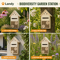 Maison à insectes en bois écologique, hôtel à abeilles en bois massif avec tubes en bambou pour l'approvisionnement professionnel des jardins et de la faune.