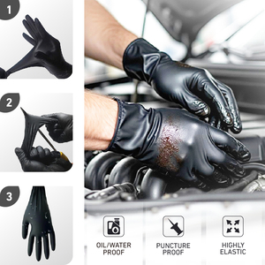 Guantes negros <span class=keywords><strong>de</strong></span> nitrilo <span class=keywords><strong>de</strong></span> 9 pulgadas, caja <span class=keywords><strong>de</strong></span> 100 Uds., tatuaje seguro <span class=keywords><strong>de</strong></span> grado alimenticio, mecánico <span class=keywords><strong>de</strong></span> barbacoa, guantes <span class=keywords><strong>de</strong></span> nitrilo desechables <span class=keywords><strong>de</strong></span> 5 Mil - Product Image 6