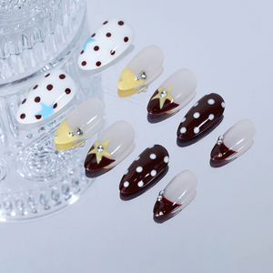 <span class=keywords><strong>Uñas</strong></span> Postizas Acrílicas Hechas a Mano con Diseño <span class=keywords><strong>de</strong></span> Lunares, <span class=keywords><strong>Uñas</strong></span> <span class=keywords><strong>Francesas</strong></span> con Estampado <span class=keywords><strong>de</strong></span> Estrellas, <span class=keywords><strong>Uñas</strong></span> Artificiales para Mujer - Product Image 6