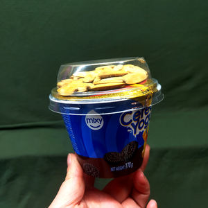 Ensemble de contenants jetables pour salade, <span class=keywords><strong>yaourt</strong></span> et crème glacée, en plastique à <span class=keywords><strong>2</strong></span> couches, 97 mm, 250 g, impression IML personnalisée, <span class=keywords><strong>avec</strong></span> joint - Product Image 1