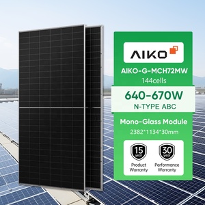 แผงโซลาร์เซลล์คุณภาพสูง Aiko แบบ N-type Abc 640w 650w 660w 670w โมโนคริสตัลไลน์ กระจกสองชั้น สำหรับใช้ในบ้าน - Product Image 3