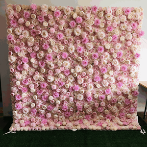 Paneles Decorativos de Pared de Flores de Seda para Bodas de Lujo, Diseño Floral de Rosas, 3D Enrollables, Color Rosa Pálido, Fondo de Flores Artificiales - Product Image 6