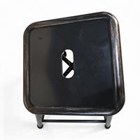 Tabouret de bar empilable à prix d'usine, finition noire vieillie, tabouret de comptoir carré en métal