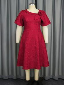 महिलाओं की शीतकालीन प्राकृतिक कमर सुरुचिपूर्ण जैक्वार्ड-लाइन मिडी गाउन लक्जरी पुष्प लैपल पार्टी प्रकॉम विंटेज शैली नया आगमन - Product Image 5