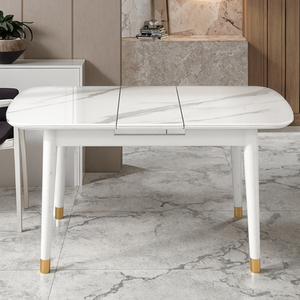 Kem Phong Cách Trắng Bóng Ban Đá Mở Rộng Bàn Ăn Ghế Đặt Đơn Giản Gấp Chức Năng Cho Căn Hộ Nhỏ Đồ Nội Thất Nhà - Product Image 5