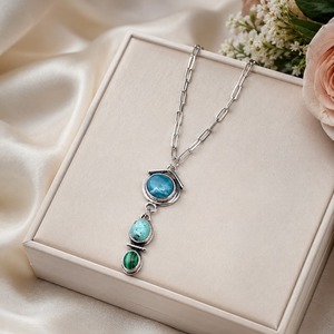 Collana con Ciondolo Color Malachite, Stile Vintage, Design Palazzo, per Donne - Product Image 5