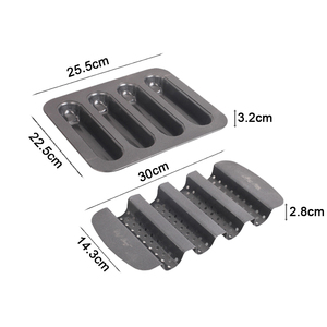 OKAY BK-S2019 Plaque de cuisson 4 cavités antiadhésive en acier <span class=keywords><strong>au</strong></span> carbone pour saucisses, compatible <span class=keywords><strong>four</strong></span>, pour burgers et hot-dogs faits maison, certifiée LFGB - Product Image 3