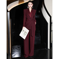 Ensemble tailleur slim automne 2026 pour femme – Design tendance avec empiècements en satin, élégant style occidental, deux pièces avec laçage latéral