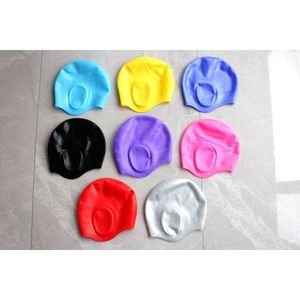 Gorro de natación de silicona suave con orejeras para cabello largo, unisex, para adultos, para natación y deportes acuáticos - Product Image 2