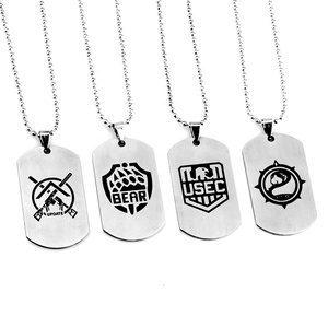 Ziming New Escape From Tarkov USEC Porte-clés en acier inoxydable BEAR Homme Pendentif Chaîne à billes Collier Hip Pop - Product Image 1