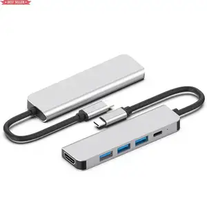 רב תפקודי USB C רכזת 5 ב 1 3.0 פ"ד סוג C מטען HDTV וידאו USB Dock תחנת עבור Matebook לוח USB רכזת