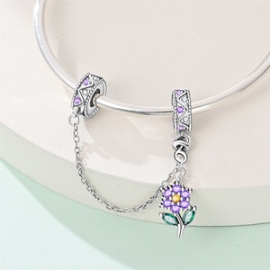 Cadena de Seguridad con Diseño de Sol, Luna, Flores e Insectos, Accesorios de Moda para Mujer, Joyería Punk con Alas de Circonio Plateadas en Platino - Product Image 1