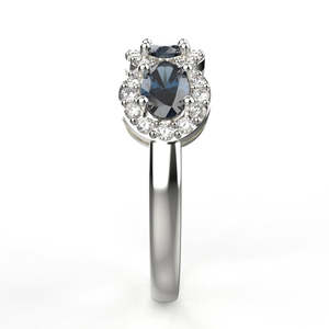 Bague en argent sterling 925 avec saphir bleu et moissanite - Product Image 1
