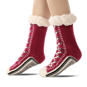 Chaussettes pantoufles pour femmes, best-seller, antibactériennes, en tricot torsadé, chaudes pour l'hiver, doublées de sherpa, moelleuses et duveteuses - Product Image 5