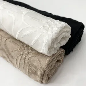 Vải Cotton Thêu Thu Hoạch Vải Thêu Hoa Thiết Kế Polyester Cotton Cho Váy Cưới