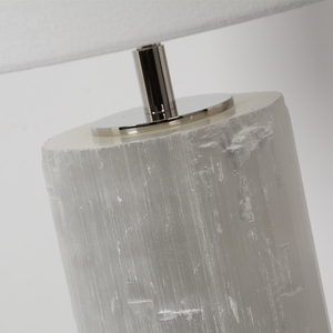 Elegante Lampada <span class=keywords><strong>da</strong></span> <span class=keywords><strong>Tavolo</strong></span> Decorativa per Casa con Base in Pietra di Selenite Naturale e Paralume in Tessuto per Soggiorno - Product Image 4