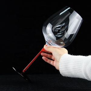 Calici <span class=keywords><strong>da</strong></span> <span class=keywords><strong>Vino</strong></span> in Cristallo Senza Piombo con Gambo <span class=keywords><strong>Rosso</strong></span> e Logo, Capacità 1L, Stile Lussuoso per Regali Aziendali - Product Image 6