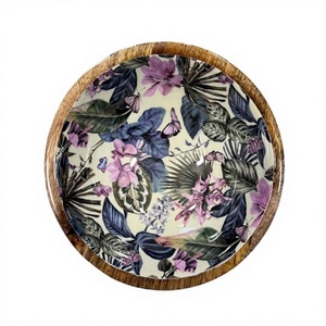 Customized Enamel Finished Wooden Round Shape Fruit Serving Bowl for Kitchenware and <b>Tabletop</b> Food & Snacks Lunch Serving Bowls - Product Image 1