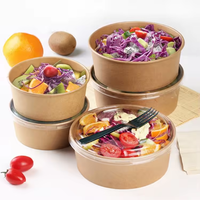 Bols à soupe et contenants à nouilles jetables en papier kraft à paroi simple, biodégradables et compostables, respectueux de l'environnement