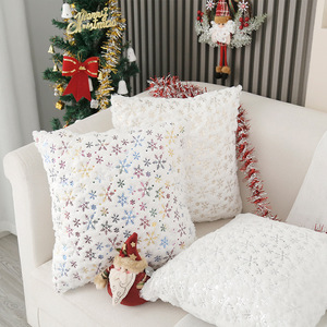 Funda de almohada navideña moderna con diseño de copo de nieve, funda de cojín cuadrada extraíble para decoración del hogar, sofá y dormitorio - Product Image 1