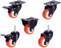 Roulettes de bureau en polyuréthane à roulement à billes, multicolores, diamètre 1,5 et 2 pouces, capacité de charge 50-150 kg, pour meubles