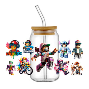 สติกเกอร์ติดแก้ว Robloxe ลายตัวละครในเกม แบบ UV DTF ขนาด 16 ออนซ์ สำหรับแก้ว Libbey และกระป๋องพลาสติก สติกเกอร์แบบลอกติดเอง พร้อมส่ง - Product Image 1