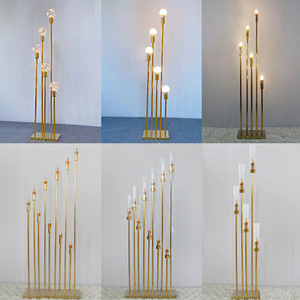 Decoración para Bodas, Lámpara de Juncos Dorados, Guía de Camino, Arte en Hierro, Decoración para Fiestas, <span class=keywords><strong>10</strong></span> Cabezas, Faroles Dorados para Bodas, Centro de Mesa - Product Image 3