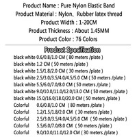 Bande élastique colorée à haute élasticité 1-20cm de large bande élastique en nylon tissé plat pour vêtements