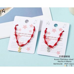 Cavigliera in acciaio inossidabile con nodo a sette stelle e lettera S per donna, gioiello alla moda. - Product Image 1