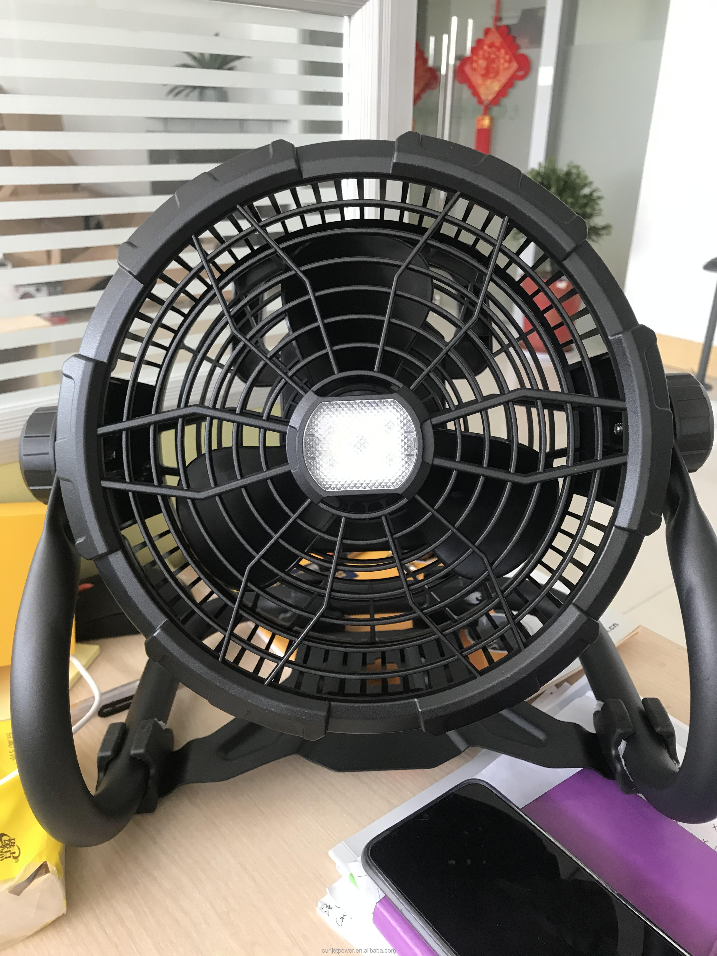 Camping Tent Fan Portable Solar Rechargeable Fan