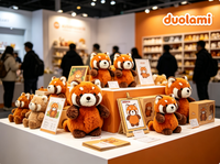 Peluche Panda Rouge Douce et Moelleuse, Poupée Animale pour Cadeau Promotionnel, Peluche Personnalisée
