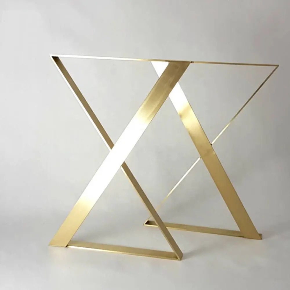 Iyi fiyat katı çelik fırça parlak altın Metal masa tabanı BrassTable tabanı kahve ve yemek masası
