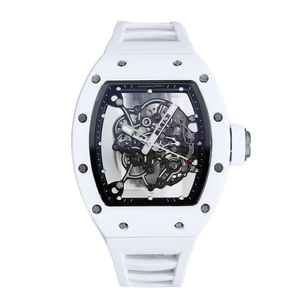 Reloj Mecánico de Esqueleto de Alta Calidad BBRV3 RMUL2, Correa de Acero Inoxidable y Cerámica Blanca, 24 mm, Caja Rectangular de 41 mm - Product Image 1