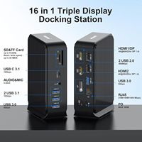 Station d'accueil SUBOSEN USB-C Type C 16-en-1 double 4K/DP 6xUSB-A RJ45 Audio 100W PD SD/TF en stock, pas de prise secteur requise