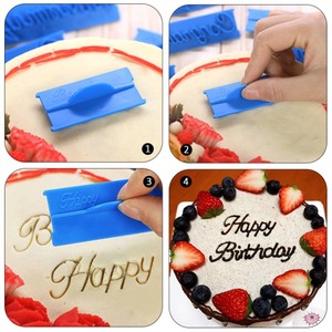 Moldes para hornear pasteles, cortador en relieve, alfabeto, Fondant, sello de pastel, 6 uds., escritura a mano en inglés, molde de decoración de Pasteles de cumpleaños - Product Image 2