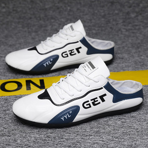 รองเท้าผู้ชายแฟชั่นใหม่ฤดูใบไม้ผลิระบายอากาศได้พื้นผิวหนังขี้เกียจลำลองครึ่งรองรับสำหรับผู้ชาย - Product Image 6