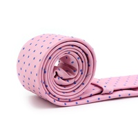 Cravates pour hommes en microfibre de polyester tissé à pois roses, sur mesure, fines, personnalisées, vente en gros, marque privée, cravates chinoises