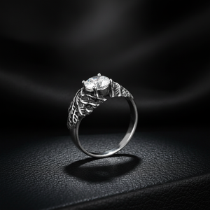 Anillo Punk Gótico de Acero Inoxidable 316 con Espinas y Circones para Hombre, Metal Plateado Pulido con Textura Desgastada, Estilo Oscuro y Romántico para Uso Diario - Product Image 1
