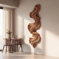 Décoration murale en bois massif Idao à motif ruban, relief tridimensionnel en grain de bois, pour salon et hôtel