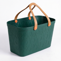Panier portable grande capacité avec poignée en plastique pour pique-nique et rangement alimentaire domestique
