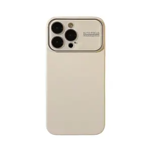 Für iphone 15 plus 14 13 12 11 pro max kamera schutz reine farbe flüssiges silikon stoßfest handyhülle