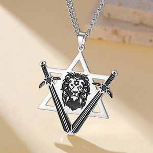 Collar Myshape Victory Swords con León de Judá y Estrella de David, Cadena de Acero Inoxidable, Amuleto de Protección Judaica - Product Image 4