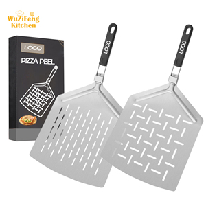 Accesorios <span class=keywords><strong>para</strong></span> Horno de Barbacoa al Aire Libre, 14*16 Pulgadas, Acero Inoxidable 430, Perforado, Mango Plegable de TPR, Espátula <span class=keywords><strong>para</strong></span> Hornear, Pala <span class=keywords><strong>para</strong></span> <span class=keywords><strong>Pizza</strong></span> - Product Image 1