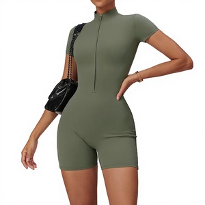 Traje Deportivo de Una Pieza, Mono de Gimnasio de Manga Corta para Mujer, Mono de Yoga, Ropa Deportiva Activa - Product Image 5